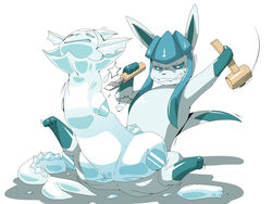 anal chisel chiseling dlrowdog eeveelution female frozen glaceon hammer male nintendo penis pokémon_(species) pokemon pokemon_only straight tools vaporeon video_games