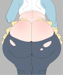 rosa_(pokemon) pokemon pokemon_trainer female light_skin light-skinned_female flat_colors work_in_progress chubby fat overweight torn_clothes torn_pantyhose miniskirt 2d 2d_(artwork) digital_media_(artwork) digital_drawing_(artwork) ytrall twitter_link ass big_ass fat_ass thick_thighs plump 1girls female_only holding_object holding_food solo solo_female gluteal_fold back_view behind_view rear_view ass_focus close_up_view close-up close_up_ass