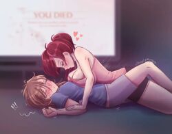 !!! 2020s 2025 2d 2girls arms background big_breasts blush blush_lines blushed_face blushing_female blushing_profusely bodily_fluids boxers brown_hair closed_eye closed_mouth clothed clothed_female clothes clothing color colored duo duo_female duo_focus ear eye_closed eyes eyes_open female female_focus female_human female_only fingers fluids gamer_girl googlymoogus hair hand_on_arm hands heart hearts_around_head heavy_blush horny horny_female human human_female human_only humanoid imminent_kiss legs light-skinned_female light_body light_skin lips lipstick long_hair makeup mouth mouth_closed nose on_ground one_eye_closed one_eye_open open_eyes open_mouth pinned pinned_down pinned_to_ground red_hair shirt shorts sweat sweatdrop sweating sweaty sweaty_body tagme tied_hair underwear yuri