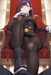 ai_generated ankle_boots boots elkazama_yumi erection_under_clothes femdom stepped_on yamashiro_ren