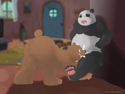 balls bear cartoon_network cum cum_in_mouth cum_inside duo grizzly_(wbb) grizzly_bear male mammal oral panda panda_(wbb) ursofofinho we_bare_bears yaoi