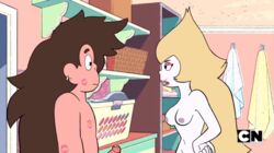 1boy 1girls accurate_art_style big_breasts blonde_hair cartoon_network fellatio female greg_the_babysitter_(steven_universe) greg_universe greg_universe_(young) lipstick lipstick_mark lipstick_on_penis steven_universe vidalia_(steven_universe)