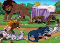 absurd_res after_kiss alice_in_wonderland anal anal_sex animal_genitalia animal_penis anus balls big_balls bisexual blush bodily_fluids caraluca cheetah closed_eyes cum cum_from_ass cum_from_vagina cum_in_ass cum_in_vagina cum_inside cunnilingus digital_media_(artwork) druid_(feral) english_text erection extreme_size_difference eye_scar face_lick facial_scar fangs feet felid feline feline_genitalia feline_penis female female_penetrated feral feral_on_feral feral_penetrated feral_penetrating feral_penetrating_feral fur furniture genital_fluids genitals grass group group_sex half-closed_eyes hi_res hugging_penis leaking leaking_precum licking licking_another licking_partner lion looking_back looking_pleasured lying male male/female male/male male_penetrated male_penetrating male_penetrating_female male_penetrating_male mammal markings narrowed_eyes on_back one_eye_closed open_mouth oral orgy outside outside_sex pantherine parallel_sex pawpads paws penetration penile penile_penetration penile_spines penis penis_lick plant plate precum precum_string pussy_juice_leaking sabertooth_(anatomy) saliva saliva_on_penis saliva_string scar sex shembreopheline sitting size_difference smile snow_leopard spots spread_legs spreading table tail teapot teeth text threesome tiger toes tongue tongue_out vaginal_fluid_string vaginal_fluids vaginal_fluids_on_vulva vaginal_penetration vulva