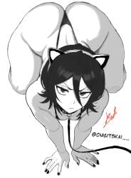 ai_assisted ass ass_bigger_than_head ass_cleavage ass_crack ass_focus ass_up bikini bleach cat_ears cleavage devil_may_kai huge_ass huge_butt kuchiki_rukia leash looking_at_viewer massive_ass purple_eyes small_breasts smaller_female soft_ass thick thick_ass thick_hips thick_legs thick_thighs traced