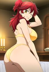 ai_generated ass_focus bikini female_villain freckles freckles_on_face ginger ginger_female ginger_hair gundam gundam_00 hazel_eyes jewelry large_ass large_breasts mobile_suit_gundam nena_trinity pale-skinned_female pale_skin red_hair redhead_female redheaded_female stud_earrings thick_thighs thin_eyebrows twintails twintails_(hairstyle) underwear villainess yellow_eyes yellow_eyes_female