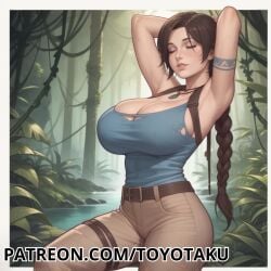 ai_generated armpit armpit_fetish armpit_peek armpits big_breasts breasts female heart-shaped_pupils high_resolution highres huge_boobs huge_breasts lara_croft large_boobs large_breasts looking_at_viewer mature mature_female milf mommy patreon tomb_raider tongue tongue_out toyotaku