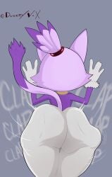 1girls against_wall anthro ass ass_clapping ass_focus big_ass blaze_the_cat bottom_heavy bubble_butt clapping_cheeks clothing dweezyvox fat_ass feline female female_only furry furry_only gluteal_fold huge_ass large_ass png rear_view solo sonic_(series) sonic_the_hedgehog_(series) tail thick_ass thick_thighs twerking wide_hips