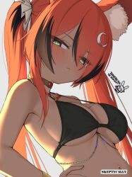 1girls 2d 2d_(artwork) 2d_artwork animal_ear_fluff animal_ears bare_armpits bare_arms bare_belly bare_chest bare_hands bare_midriff bare_navel bare_shoulders bare_skin belly belly_button big_breasts bikini bikini_only bikini_top black_bikini black_bikini_top black_swimsuit black_swimwear blush blush_face blushing_at_viewer blushing_female blushing_lines breasts busty busty_female busty_girl collarbone digital digital_art digital_drawing digital_drawing_(artwork) digital_media digital_media_(artwork) exposed_armpits exposed_arms exposed_belly exposed_chest exposed_midriff exposed_navel exposed_shoulders exposed_skin female female_focus female_only fingers ginger ginger_hair green-eyed_female green_eyes hair_between_eyes halterneck head_tilt hec inframammary_fold large_boobs large_breasts lean_figure long_hair looking_at_viewer midriff narrow_waist navel orange-haired_female orange_hair orange_hair_female shoulders simple_background skeptycally slender_body slender_waist slim_waist solo standing string_bikini swimsuit swimwear tilted_head twintails twintails_(hairstyle) underboob upper_body white_background