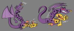 absurd_res anal anal_sex anatid anseriform anthro avian bird blush dialogue dragon duck duck_(wordworld) duo facial_piercing hi_res holding_beak humping male male/male mythological_creature mythological_scalie mythology nose_piercing nose_ring pelvic_thrust penetration piercing purple_body quack ring_piercing scalie sex srirachamander unusual_anatomy wings yellow_body