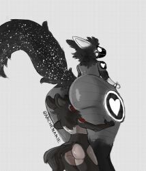 archenarie ass big_butt fur grey_body grey_fur hi_res machine male male/male oral protogen rimming sex size_difference