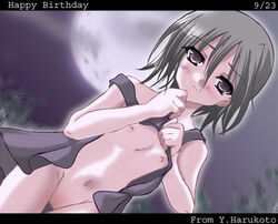 blush flat_chest full_moon happy_birthday kagome_(pop'n_music) night open_dress petite petite_body pointy_chin pop'n_music pussy self_exposure skinny_female small_areolae small_nipples tagme thigh_gap