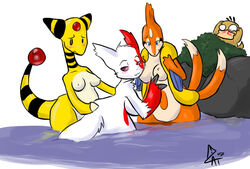 2007 ampharos anthro anthro_only cautioncat floatzel nintendo pokémon_(species) pokemon pokemon_(species) psyduck zangoose