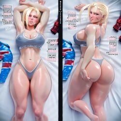 3d arms_up athletic_female big_ass big_breasts blonde_hair breasts cammy_white dat_ass looking_at_viewer mikadawn pawg street_fighter street_fighter_6