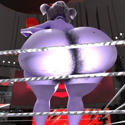 1:1 absurd_res adri164 arachnid armpit_hair arthropod ass ass_body big_ass big_butt black_sclera body_hair boxing_gloves bubble_ass bubble_butt butt_hair cellulite clothing female fighting_ring hairy handwear hi_res human machine mammal muffet pubes solo spider thick_thighs undertale undertale_(series)