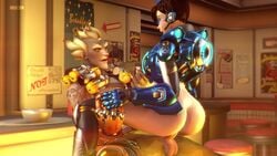 3d alternate_costume animated ass balls bouncing_ass brown_hair bruh-sfm cadet_oxton chronal_accelerator dat_ass female garrison_cap junkrat male no_sound overwatch penis short_hair source_filmmaker straight tracer uniform vaginal_penetration video