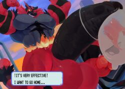abs anthro balls biceps bodybuilder condom cum cum_on_penis cumming excessive_cum flexing furry gay hyper hyper_balls hyper_genitalia hyper_muscles hyper_penis hyper_testicles incineroar kunn_(artist) machoke male male_focus male_only muscles muscular muscular_arms muscular_ass muscular_back muscular_legs muscular_male muscular_thighs nipples pecs penis penis_growth pokemon pokemon_(species) testicles veins veiny_penis vore