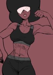 abs cartoon_network flexing garnet_(steven_universe) gem_(species) gem_fusion glasses muscular muscular_female shades steven_universe unknown_artist workout_clothes