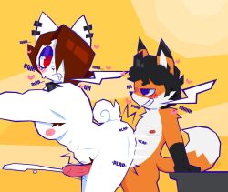 2boys black_hair brandfinn-furry_(just_brandfinn) brown_hair buff buff_male canine chubby chubby_male collar cum fox jack_perkins_(nottpinataland) male male_only nipples nottpinataland oc orange_fur original_character penis sex tail white_fur