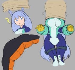 1girls big_boobs big_breasts blue_eyes blue_hair bodysuit boku_no_hero_academia breasts cell_(dragon_ball) dragon_ball_z female female_prey heroine heroine_in_trouble large_breasts my_hero_academia nejire_hado nejire_hado_(hero_outfit) prey_shaped_bulge tail tail_bulge tail_vore very_long_hair vore