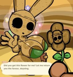 absurd_res animal_crossing anthro areola ass big_breasts big_butt bikini bikini_bottom bikini_top blush book breasts brown_body clothed clothing coco_(animal_crossing) dialogue digital_drawing_(artwork) digital_media_(artwork) duo duskizi english_text female flower green_bikini green_clothing green_swimwear gyroid happy hi_res huge_breasts huge_butt huge_hips huge_thighs human inside lagomorph leporid male male/female mammal mesopotamia mostly_nude nintendo nipples open_mouth plant rabbit shaded signature skimpy smile speech_bubble swimwear tan_body text thick_thighs two-piece_swimsuit wide_hips