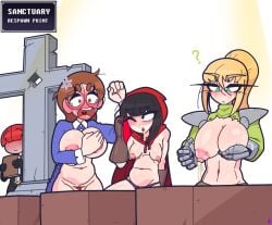 angry confused covered_in_cum cross cum_in_breasts destroyed_clothing healing knight kozatchu leaking_cum mage priest pubic_hair revival rogue rpg