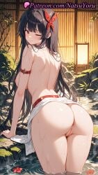 1girls 2025 ahe_gao ai_generated akame akame_(akame_ga_kill!) akame_ga_kill! anus arm_strap arm_support ass back bangs belt black_hair blush breasts butterfly_hair_ornament closed_mouth female female_only flower from_behind hair_ornament hi_res highres large_breasts long_hair looking_at_viewer looking_back natsuyoru nipples one_eye_closed onsen oshiri patreon pussy red_eyes sarong shoulder_blades smile solo thighs topless towel uncensored vagina very_long_hair voluptuous voluptuous_female water wet