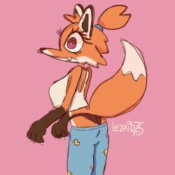 1girls anthro ass ass_cleavage barely_clothed black_panties butt_crack cute female female_focus female_only fox fox_girl fox_tail furry furry_female furry_only hi_res lozzid75 mammal mammal_humanoid original_character panties sfw solo thong