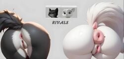 2girls ai_generated anal_juice ass ass_focus asshole beauty_mark big_anus big_ass big_eyes black_fur bodily_fluids donut_anus dreamworks dreamworks_animation dulcinea ears_up eyes eyes_open feline female fluffy fluffy_tail fur furry furry_female furry_only hi_res kitty_softpaws mammal netflix paramount_pictures pink_anus pink_pussy portrait poster puffy_anus puss_in_boots_(dreamworks) puss_in_boots_(film) puss_in_boots_(franchise) pussy rivals round_ass shrek_(series) smooth_fur sound sound_edit sound_effects stuck_in_wall tagme tail text the_adventures_of_puss_in_boots video wall white_fur