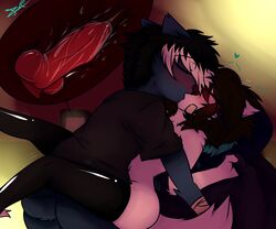 aqua_eyes aqua_hair black_hair brown_hair canine demon furry inside mikathewolf red_rocket white_hair wolf yami_demon