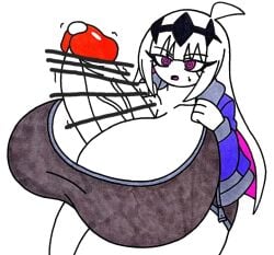bar_censor big_dick censor_bar censored dickgirl friday_night_funkin friday_night_funkin_mod futa_only futanari giant_breasts giantess nikusa_(fnf) nikusa_(sugarratio) pale-skinned_female taller_futa white_hair