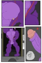 abs absurd_res anthro ass balls biceps big_biceps big_butt big_muscles big_penis bonnie_(fnaf) clothing comic duo erection five_nights_at_freddy's genitals glans hi_res human humanoid jockstrap kogo lagomorph leporid male male/male mammal muscular muscular_male nipples pecs penis rabbit scottgames underwear