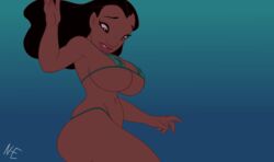 bedaxe bikini dark-skinned_female dark_skin disney edit female huge_breasts lilo_and_stitch nani_pelekai string_bikini surfing