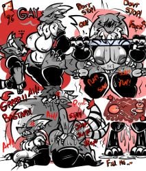 angry anthro ass ball_slap bandai_namco big_breasts bite bodily_fluids breasts butt_grab butt_slap cum cum_in_pussy cum_inside cum_request digimon digimon_(species) doggy_style draco_(roder_vasquez) duo ear_piercing female from_behind_position genital_fluids grey_body hand_on_butt insemination_request leg_grab male male/female moan ovulating piercing poker_face renamon reny_(r_96) roder_vasquez saliva sex shakyng_legs size_difference skull_dragon slap small_dom_big_sub tail tail_bite tail_in_mouth tail_motion tailwag text tongue tongue_out