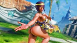 3d adnarimydeth ass bubble_butt busty capcom dress egyptian egyptian_female female female_focus female_only going_commando hourglass_figure menat_(street_fighter) no_panties purple_hair short_hair street_fighter street_fighter_v tagme wide_hips