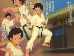 2d athletic athletic_female black_hair breasts capcom comic female fit fit_female hourglass_figure japanese_text makoto_(street_fighter) muramura_hito short_hair small_breasts street_fighter street_fighter_iii tagme tan tan_body tan_skin tanned text tomboy translated translation_check wide_hips