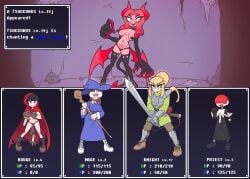 battle demon demon_girl horns knight kozatchu mage priest red_skin rogue rpg succubus