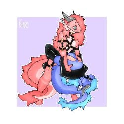 1:1 anal anal_sex anthro arm_grab armwear black_clothing black_footwear black_legwear black_socks black_thigh_highs black_thigh_socks blue_body blue_fur blue_hair bodysuit clothing dragon duo female female_penetrating female_penetrating_male fluffy footwear fur furred_dragon furred_scalie fuzzy genitals grabbing_arms grabbing_waist hair harness hi_res inner_ear_fluff kyaro latex latex_armwear latex_bodysuit latex_clothing latex_legwear latex_skinsuit latex_stockings latex_thigh_highs latex_topwear leeya_(zertyz) legwear looking_at_another looking_at_partner male male/female male_penetrated muzzle_(object) muzzled mythological_creature mythological_scalie mythology navel object_in_ass pegging penetration penis pink_body pink_fur pink_hair scalie seductive sex sex_toy sex_toy_in_ass sex_toy_insertion sex_toy_penetration skinsuit socks stockings tail tail_tuft thigh_highs thigh_socks tight_clothing topwear toying_partner tuft waist_grab zertyz_(character)