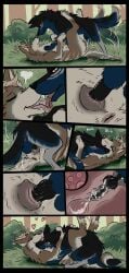 absurd_res anatomically_correct anatomically_correct_genitalia anatomically_correct_penis anatomically_correct_pussy animal_genitalia animal_penis animal_pussy antlers anus black_border bodily_fluids border canid canine canine_genitalia canine_penis canine_pussy canis claws comic cum cum_in_pussy cum_in_uterus cum_inside duo ejaculation female feral forest forest_background french_kissing genital_fluids genitals grass hi_res horn impregnation internal internal_vaginal kissing knot knotted_penis licking male male/female mammal muskydusky nature nature_background ovum pawpads paws penetration penis plant pussy sex shrub sperm_cell tail tail_motion tailwag tongue tree uterus vaginal_fluids vaginal_penetration vaginal_penetration wolf