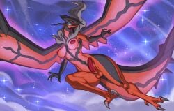 alanscampos balls blue_eyes detailed_background futanari hi_res horns legendary_pokemon pokemon pokemon_(species) pokemon_xy tagme yveltal