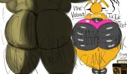 animatronic ass ass_focus back_view big_ass boombox clapping_cheeks english_text five_nights_at_freddy's five_nights_at_freddy's_2 japansadface meme music shaking sound_effects text thick_ass thick_thighs toy_chica_(fnaf) twerking withered_chica
