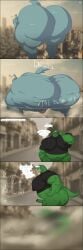 2025 ass ass_clapping beastars big_ass big_butt black_shirt blue_body blue_fur bottomless bouncing_ass bouncing_butt bubble_ass bubble_butt butt_clap canid canine canis city destruction disintegration dumptruck_ass dumptruck_butt dust extrasizedbob furry gosha_(beastars) grey_body highres hyper hyper_ass hyper_butt komodo_dragon legoshi_(beastars) macro macro_male naked_male no_pants no_underwear plump plump_ass plump_butt plump_thighs reptile scalie scalie_humanoid shades sunglasses tail wide_ass wide_hips wide_thighs