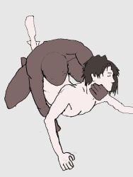 absurdres anal blacked_(phrase) brown_hair dark-skinned_male deep_penetration defeat fucked_silly grabbing_from_behind highres interracial lying neck_grab non-web_source on_stomach pale_skin paleboy rape rough_sex sex size_difference skinny