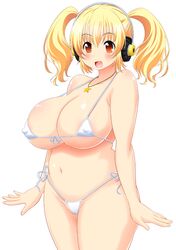 1girls blonde_hair chubby female female_only headphones nitroplus solo super_pochaco tagme tsukinaka_harumitsu twintails