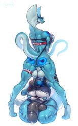 2futas anthro argo_(kalivero) ass balls big_balls big_breasts big_butt big_penis blue_body blue_eyes bodily_fluids breasts clothed clothing cobra cum duo english_text facial_markings fellatio female full-length_portrait furry futa_on_futa futa_only futanari genital_fluids genitals glowing glowing_markings head_markings heart_symbol herm hi_res holding_leg huge_balls huge_breasts huge_cock hung_bottom intersex intersex/female intersex/intersex kalivero looking_at_viewer markings multicolored_body muscular muscular_female nipples oral partially_clothed penile penis pink_nipples portrait precum pussy rear_view reptile scalie sex simple_background smile snake tail text thigh_strap white_body