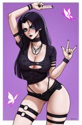 1girls bare_legs bare_thighs big_breasts black_hair blue_eyes breasts clothed clothing color female female_focus female_only goth goth_girl hi_res large_breasts light-skinned_female light_skin long_hair looking_at_viewer marvel marvel_comics marvel_rivals mutant no_bra prixmal psylocke psylocke_(marvel_rivals) solo solo_female tagme thick_thighs x-men