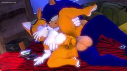 2boys 3d anal anal_penetration anal_sex animated anthro balls bedroom femboy fox furry furry_only gay gay_sex goggles goggles_on_head hedgehog indoors kissing leviantan581re male male_only no_sound nude nude_male penis sex sonic_(series) sonic_the_hedgehog sonic_the_hedgehog_(series) tails_the_fox video yaoi