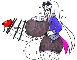 big_dick censored dickgirl friday_night_funkin friday_night_funkin_mod futa_only futanari giant_breasts giantess nikusa_(fnf) nikusa_(sugarratio) pale-skinned_female taller_female white_hair