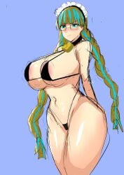 1girls beyblade beyblade_x big_breasts blonde_hair blue_highlights bra breasts female female_only glasses large_breasts massive_breasts meiden_meiko meiko_myoden micro_bikini panties solo solo_female thick_thighs thighs