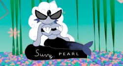 big_breasts black_glasses black_pearl_cookie black_tail breasts cookie_run cookie_run_kingdom cosplaying_as_character knick_knack large_glasses long_hair merfolk mermaid mermaid_girl mermaid_tail sunny_atlantis sunny_miami tagme white_hair