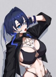 1girls abs athletic bikini breasts female hololive hololive_english hololive_english_-council- hololive_english_-promise- huge_breasts ouro_kronii vtuber